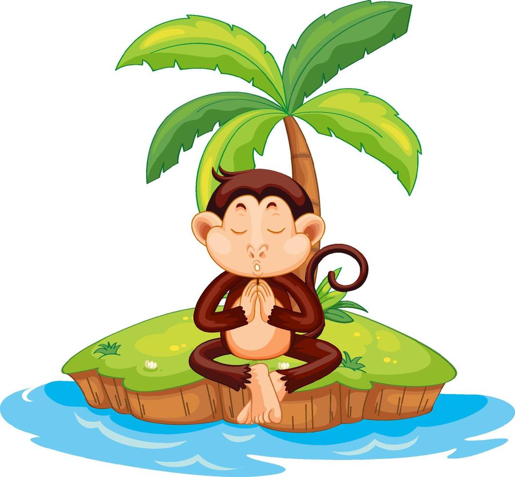 personagem de desenho animado de macaco meditando na ilha isolada 4918421  Vetor no Vecteezy